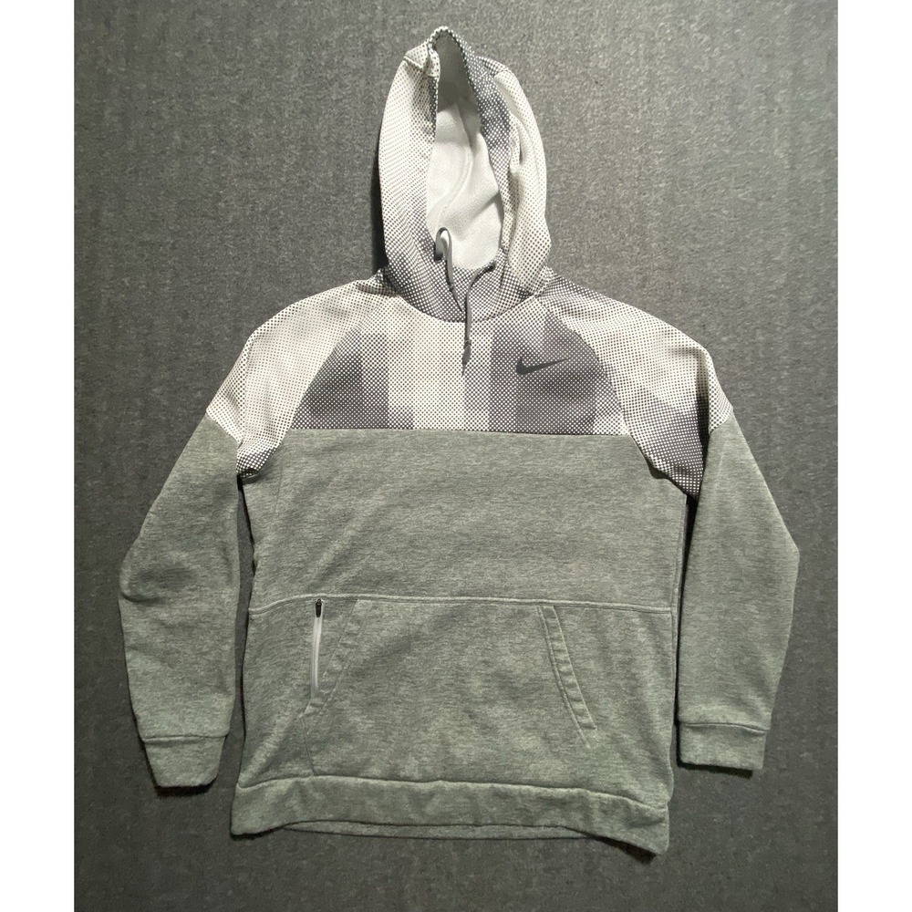Nike Hoodie Mens Gray White Dri Fit Standard Fit Sweater Activewear Size L